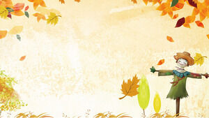 Autumn cute scarecrow PPT background picture