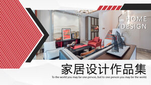 Czerwony i czarny szablon portfolio projektowego domu PPT