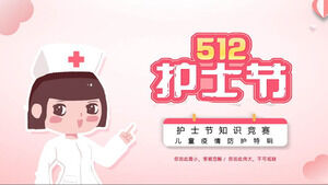 Plantilla PPT de competencia de prueba del día de la enfermera de dibujos animados rosa