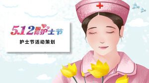 Modello PPT di tema della Giornata internazionale degli infermieri con un bellissimo sfondo dell'illustrazione dell'infermiera