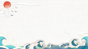 Blue waves and waves PPT background picture