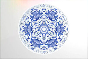 Un set di squisito download di materiale PPT in porcellana blu e bianca