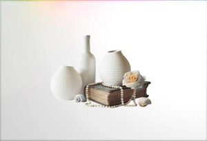 5 Material de ilustrações PPT de vaso de flores de porcelana com fundo transparente