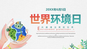 World Environment Day PPT template holding the earth background