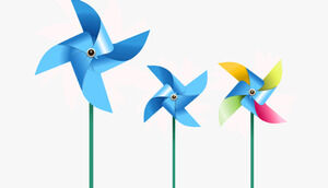 Paper windmill ppt dynamic effect template rotating at different speeds