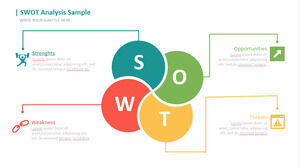 Renkli kemer simgesi dört renkli SWOT analizi PPT şablonu