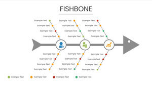 Szary prosty szablon listy projektów PPT Fishbone diagram