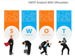 Color figure silhouette SWOT analysis PPT template