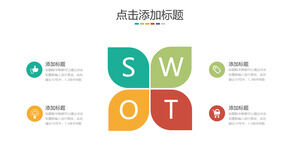 Color four-leaf clover SWOT analysis explanation PPT template