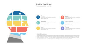 Color human head puzzle items list PPT template