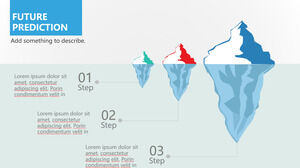 Niebieska kreatywna grafika z progresywną relacją z góry lodowej PPT