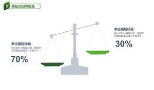 Zielony balans graficzny dwa porównanie szablonu PPT