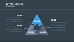 Niebieski trójkąt trzy elementy obok siebie szablon materiału PPT