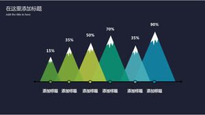 Yeşil ve mavi yaratıcı kar dağ sütun grafiği PPT şablonu