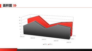 Red and black two contrast area chart PPT template material