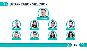 Avatar şirket organizasyon şeması PPT şablonu ile Mavi