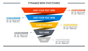 Template PPT grafis piramida 5 lapis warna terbalik
