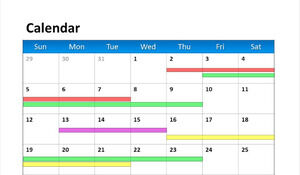 Tata letak warna, kemajuan pekerjaan, templat kalender PPT