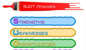彩色画笔SWOT分析PPT模板
