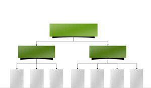 Plantilla PPT de organigrama verde de tres niveles