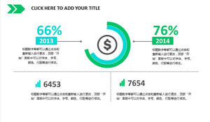 Blue and green two comparison percentage pie chart PPT template