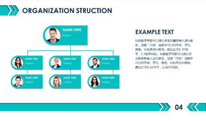 Blu con modello PPT dell'organigramma aziendale avatar