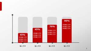 Diagrama de coloană PPT cu date procentuale axa roșie