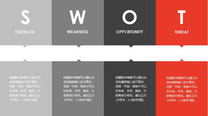 Gray red fashion color block SWOT analysis description PPT template