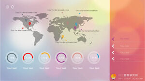 Material PPT de visualización de cuota de mercado mundial púrpura