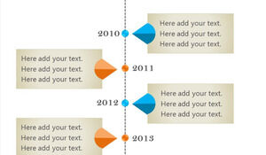 Blue and orange vertical text box PPT timeline