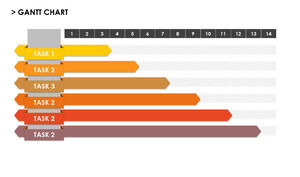 오렌지 라벨 스타일 PPT Gantt 차트 템플릿 자료
