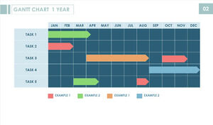 Синий год двенадцать месяцев шаблон диаграммы Ганта PPT