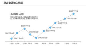 Blue month data statistics line chart PPT template