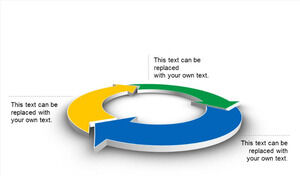 Modello PPT di relazione circolare anello tridimensionale blu, giallo e verde