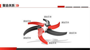 Red and black rotating arrow aggregation relationship PPT template
