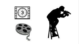 Film, video, materiale della siluetta del tema del film della macchina fotografica ppt