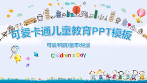 Modelo de PPT de curso de educação de jardim de infância bonito dos desenhos animados para crianças