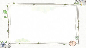 三朵小清新卡通植物藤蔓PPT邊框背景圖片