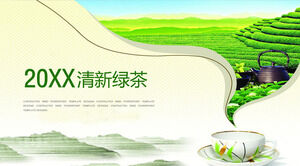 Template PPT promosi budaya teh hijau segar
