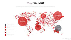 Collection de graphiques PPT d'affaires de carte du monde rouge