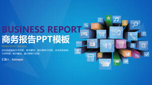Relatório de resumo de negócios azul relatório de projeto de trabalho de abertura de modelo de PPT de resumo de discurso