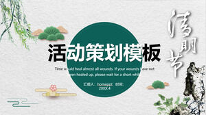 Zarif mürekkep Çin tarzı Qingming Festivali etkinlik planlama planı PPT şablonu