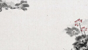 Imagini de fundal PPT cu patru ramuri de pin de lotus de cerneală