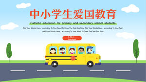 Bonito desenho animado ônibus escolar tema patriótico educação ppt