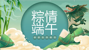 Gnocchi di riso in stile marea nazionale verde Modello PPT del Dragon Boat Festival