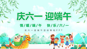 Sărbătoarea verde și proaspătă a șablonului PPT de planificare a evenimentelor Dragon Boat Festival