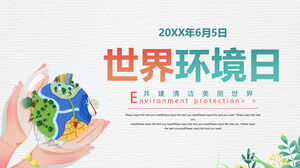 Modello PPT della Giornata mondiale dell'ambiente che tiene lo sfondo della terra
