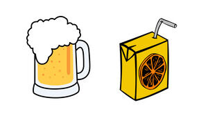 맥주 주스 여름 시원한 음료 벡터 만화 예문: 자료