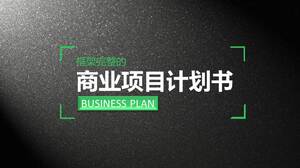 PPT-Vorlage für den Business-Projektplan mit grüner und schwarzer Textur