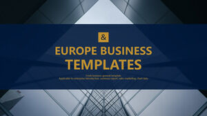 Modello PPT per affari con atmosfera semplice in stile europeo e americano blu scuro